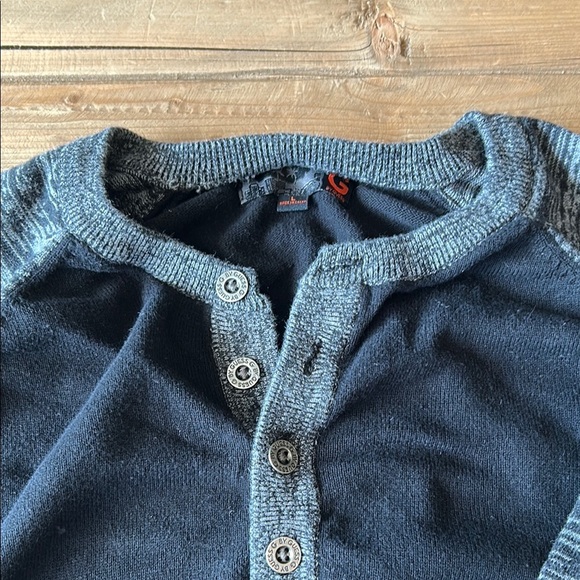 G by Guess Black and Gray Crewneck Sweater with Textured Sleeves - Picture 2 of 3